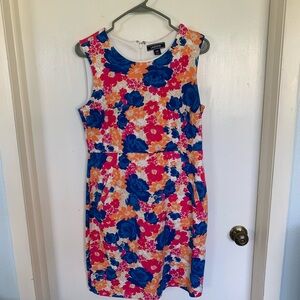 Lands’ End petite Floral Sleeveless Dress - Blue and Pink and orange